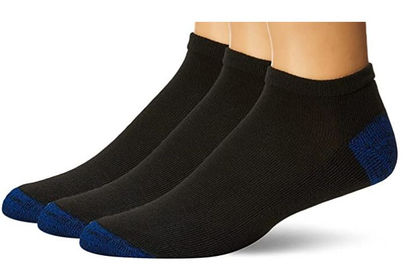 Men Socks Gildan Half Cushion No Show Black/Assorted 6 pairs