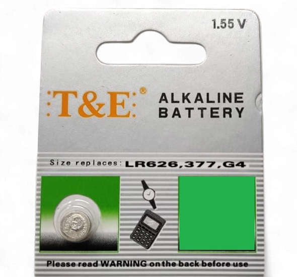 BATTERY WATCH T&E LR626 377 G4 AG4 1.55V ALKALINE  SOLD EACH