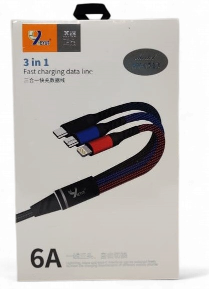 CABLE USB 3 IN 1 HEYU HY-C513 6A