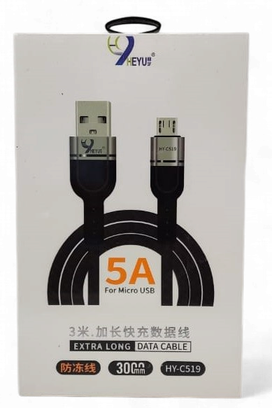CABLE USB HEYU HY-C519 MICRO 5A 3000MM