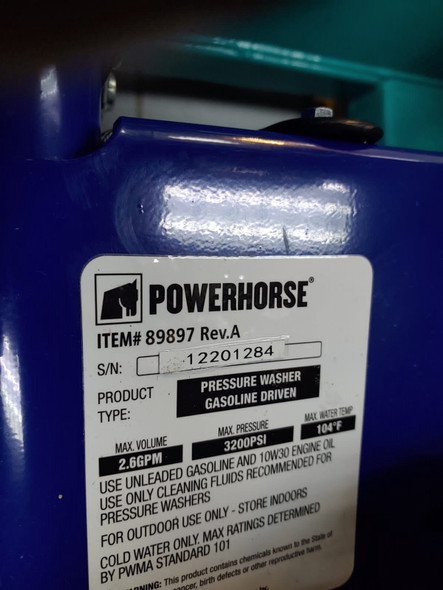 PRESSURE WASHER POWERHORSE 89897 3200PSI 2.6GPM PRESSURE WASHER POWERHORSE 89897 3200PSI 2.6GPM