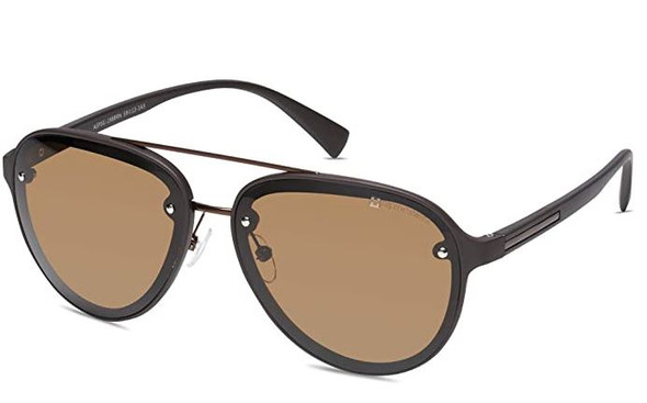 Sunglasses Alpine Swiss Mens Polarized Aviator  Lightweight 100% UV 400 Protection Brown