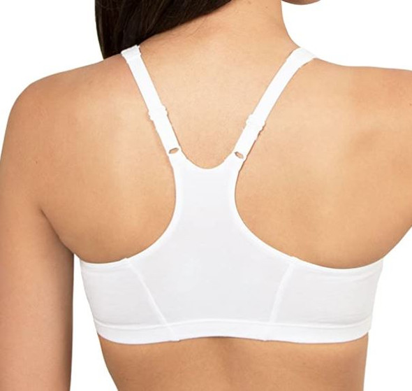 Women Sports Bra Fruit of the Loom Shirred front Racerback 3pack Pink/white/Grey