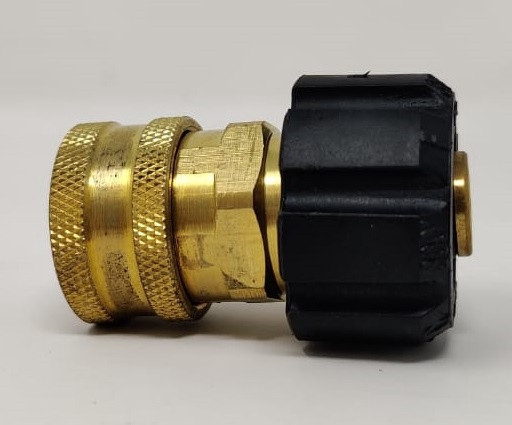 PRESSURE WASHER COUPLER BRASS M22 QUICK RELEASE TO TREAD 3/8" QD-14MM BLACK END