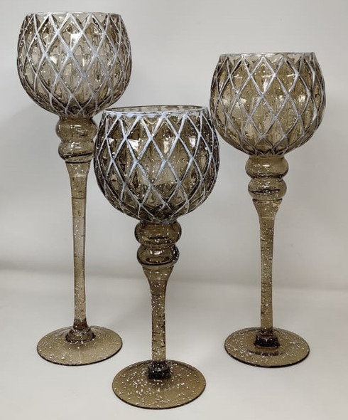 CANDLE HOLDER SET OF 3 GLASS ZH084