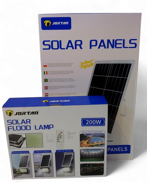 LAMP LED SOLAR FLOOD 200W JORTAN JT-BJ200W-TZ W + JT-BJ200W-TZ W 6500K IP66 2BOX
