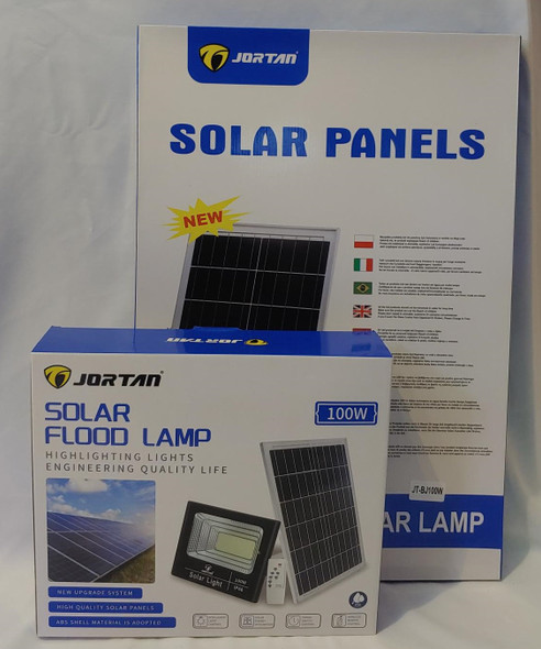 LAMP LED SOLAR FLOOD 100W JORTAN JT-BJ100W-TZ W + JT-BJ100W-TZ W 6500K IP66 2BOX