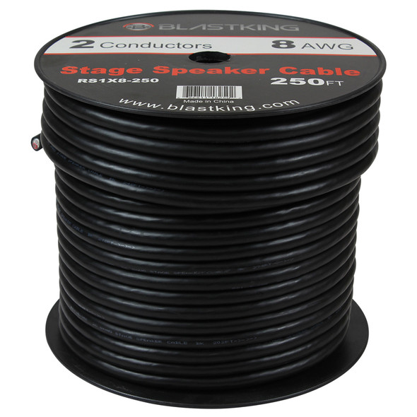 STAGE CABLE 2 WIRE 8G I-RS1X8-250 2C BLACK BLASTKING ROLL