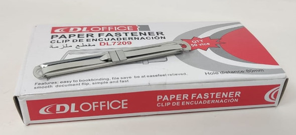 STATIONERY FOLDER FILE PAPER FASTENER DL7209 80MM SILVER 50PCS PACK