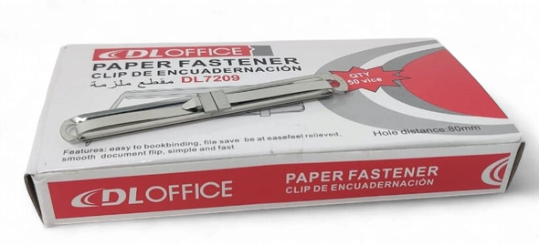 STATIONERY FOLDER FILE PAPER FASTENER DL7209 80MM SILVER 50PCS PACK