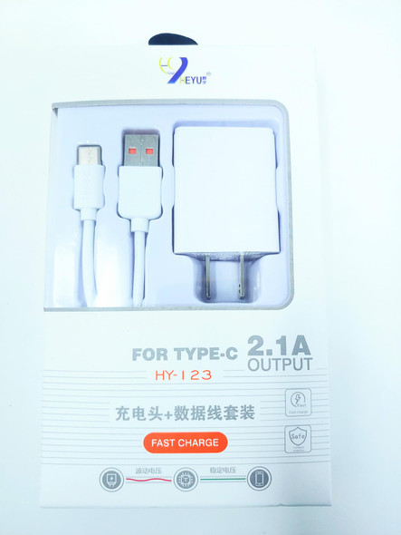 CHARGER USB ADAPTOR HEYU HY-123 2.1A WITH CABLE TYPE-C FAST CHARGE
