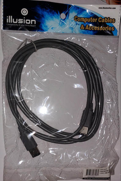 COMPUTER CABLE FIREWIRE 1394 6M/6M MALE TO MALE CB1005 ILLUSION CU621