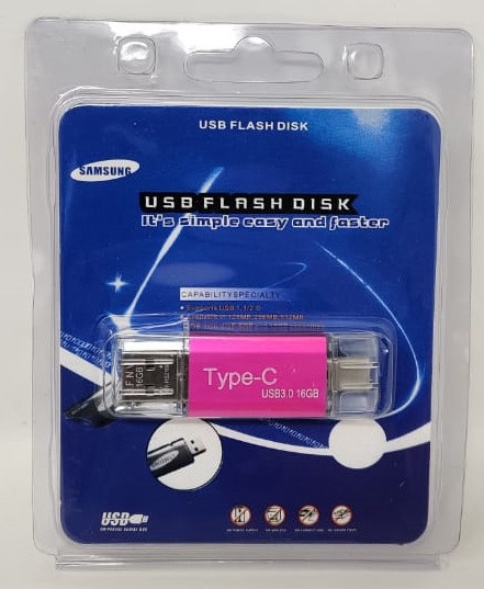 COMPUTER FLASH DRIVE 16GB USB - TYPE-C 3.0 DISK METAL / Red