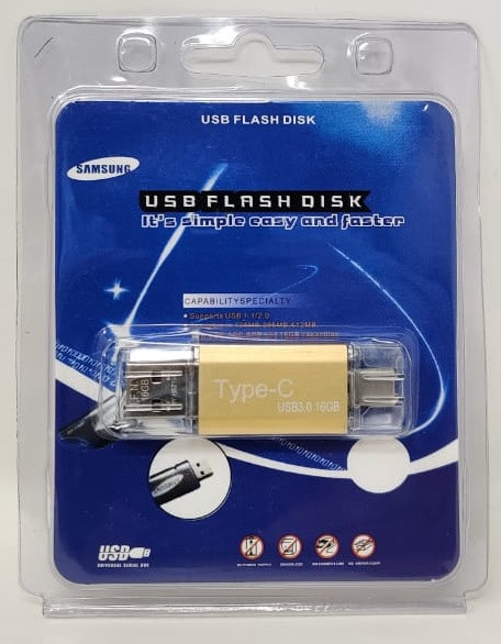 COMPUTER FLASH DRIVE 16GB USB - TYPE-C 3.0 DISK METAL / Red