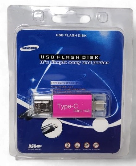 COMPUTER FLASH DRIVE 16GB USB - TYPE-C 3.0 DISK METAL / Red