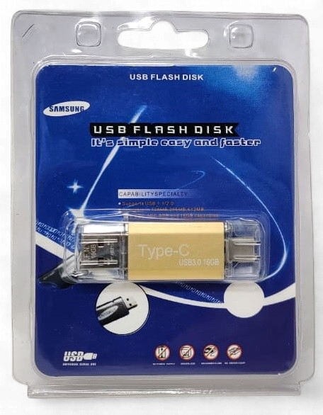 COMPUTER FLASH DRIVE 16GB USB - TYPE-C 3.0 DISK METAL / Red