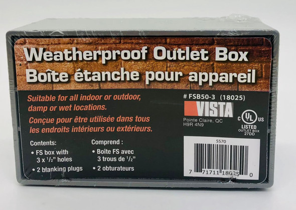 WEATHERPROOF OUTLET BOX GREY VISTA 5570 #FSB50-3