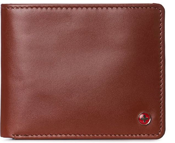 Wallet Men Alpine Swiss Leather Bifold Tan in Gift Box
