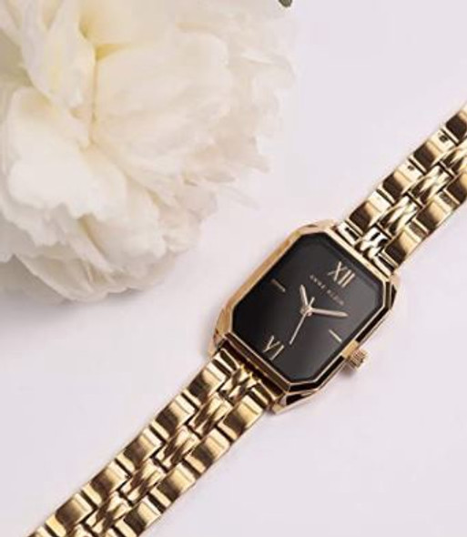 Watch Women Anne Klein Bracelet Gold Black Face