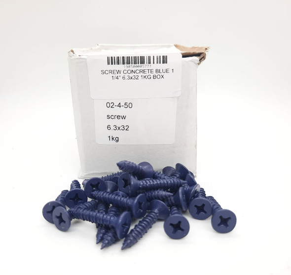 SCREW CONCRETE BLUE 1 1/4" 6.3x32 1KG BOX/190PCS