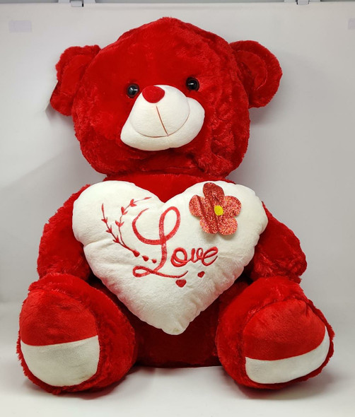 PLUSH TEDDY BEAR-60 RED LOVE FLOWER