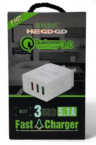 CHARGER USB ADAPTOR B07 5.1A 3USB FAST CHARGE