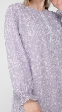 Dress Gown Lined Chiffon Floral Plus Size Lilac