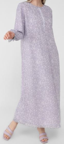 Dress Gown Lined Chiffon Floral Plus Size Lilac