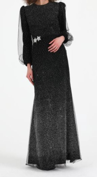 Dress Evening Black & Silver Glitter