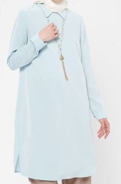 Top Tunic Collar Light Blue / Coral