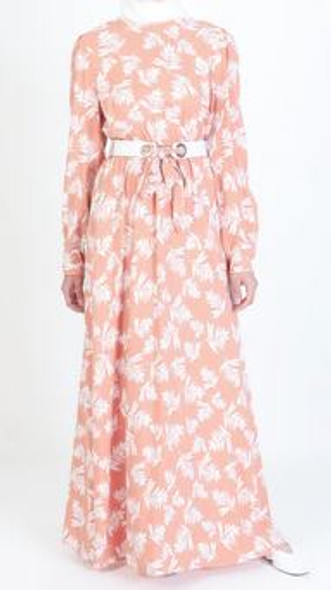 Dress Floral print with belt Salmon / Black / Camel