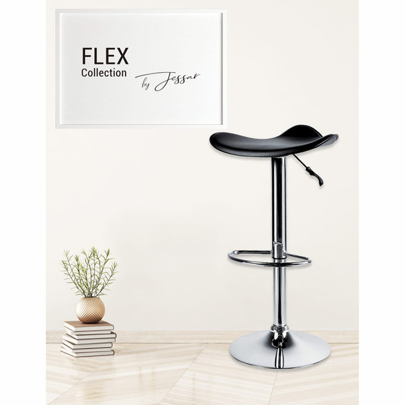 BAR STOOL 6-01508 JESSAR ADJUSTABLE HEIGHT & SWIVEL “FLEX” BLACK