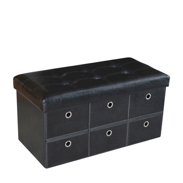 OTTOMAN RECTANGULAR 6 DRAW STORAGE 6-01526 JESSAR “ACADIA” BLACK 76.5 x 38 x 38 cm