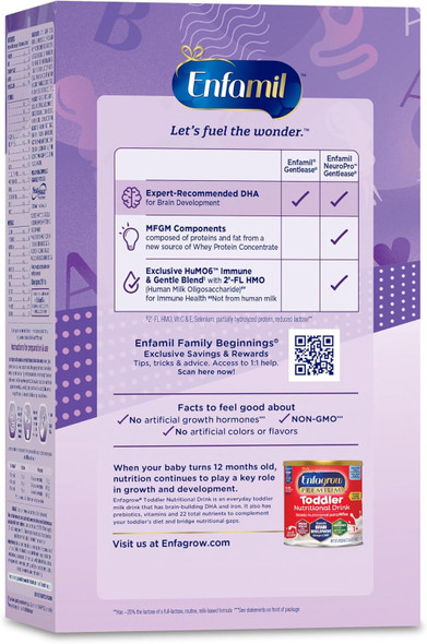 ENFAMIL INFANT FORMULA GENTLEASE NEURO PRO 0-12 Months 30.4oz 1.9lb 862g ENFAMIL INFANT FORMULA GENTLEASE NEURO PRO 0-12 Months 30.4oz 1.9lb 862g