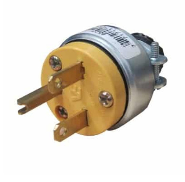 PLUG 3 PIN VISTA VE 220V 15A ARMOURED CHROME & YELLOW 6527