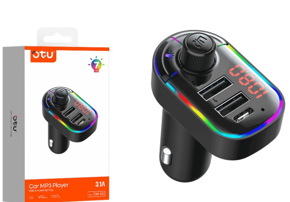 MODULATOR FM OTU CM-02 CAR BT MP3 PLAYER RGB AMBIENT LIGHTING 3.1A 2USB CHARGER