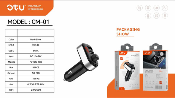MODULATOR FM OTU CM-01 CAR MP3 WAM 3.1A 2USB CAR CHARGER FM WIRELESS