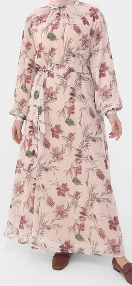 Dress Floral Lined Blush Pink & Green