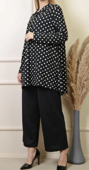 Pants Suit Polka Dots Black & white