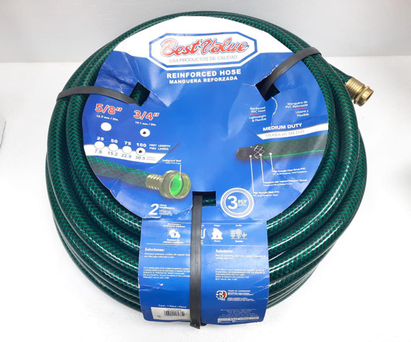 HOSE 3/4" X 100FT BEST VALUE GREEN REINFORCED ROLL #J02MR285 MEDIUM DUTY HOSE 3/4" X 100FT BEST VALUE GREEN REINFORCED ROLL #J02MR285 MEDIUM DUTY