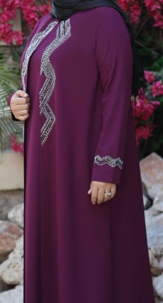 Gown Abaya Plus Beads Plum / Rust