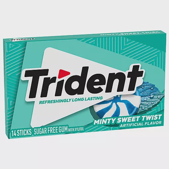 TRIDENT MINTY SWEET TWIST FLAVOR GUM SUGAR FREE 14-PIECES
