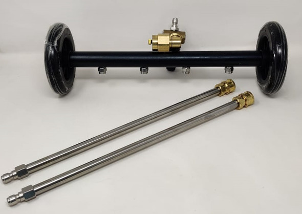 PRESSURE WASHER GUN JET RAIL BLACK ON WHEELS 4 JETS SURFACE & VEHICLE UNDERCARRIAGE (TWO LANCE) PRESSURE WASHER GUN JET RAIL BLACK ON WHEELS 4 JETS SURFACE & VEHICLE UNDERCARRIAGE (TWO LANCE)