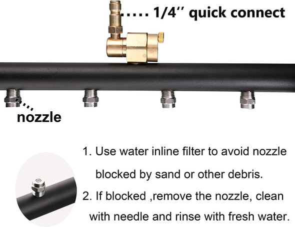 PRESSURE WASHER GUN JET RAIL BLACK ON WHEELS 4 JETS SURFACE & VEHICLE UNDERCARRIAGE (TWO LANCE)