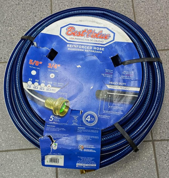 HOSE 3/4" X 100FT BEST VALUE BLUE REINFORCED ROLL #J02MR585 HEAVY DUTY HOSE 3/4" X 100FT BEST VALUE BLUE REINFORCED ROLL #J02MR585 HEAVY DUTY