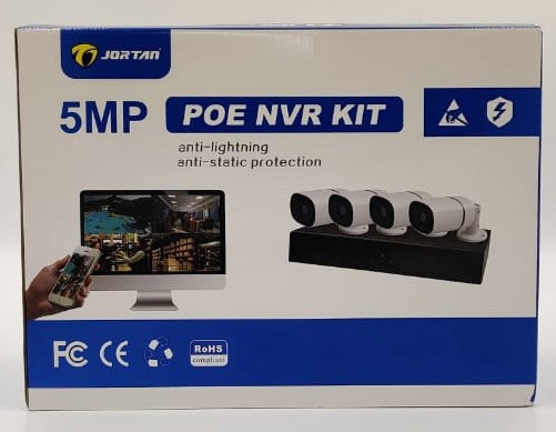 SECURITY CAMERA KIT 4-PORT NVR JORTAN 85146POE48V-4 5MP POE COMBO KIT