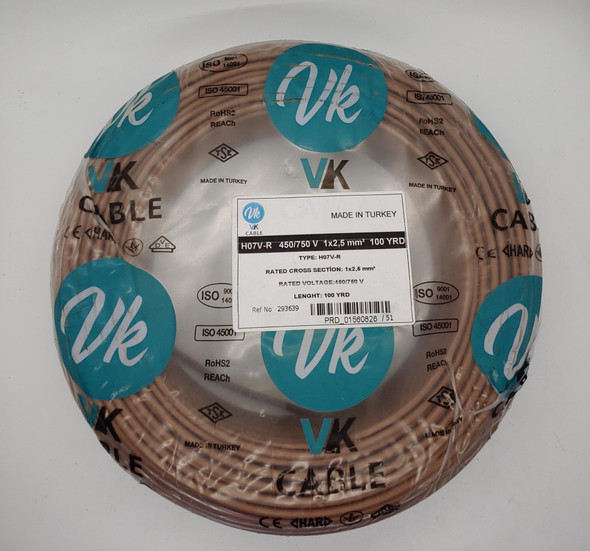 CABLE 2.5MM 1C TURKEY VK/HESS BROWN SOLD PER ROLL CABLE 2.5MM 1C TURKEY VK/HESS BROWN SOLD PER ROLL