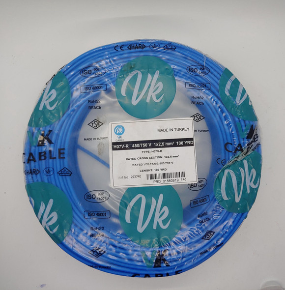 CABLE 2.5MM 1C TURKEY VK BLUE SOLD PER 100YDS ROLL