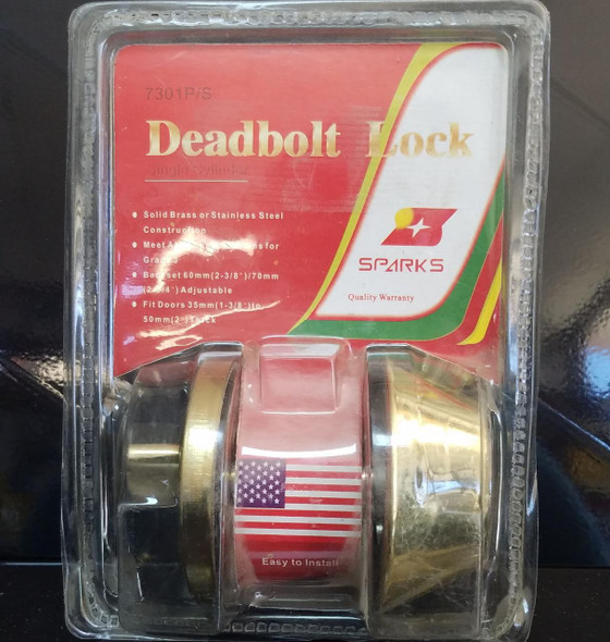 LOCK DEADBOLT SINGLE SPARKS GOLD 7301P/S