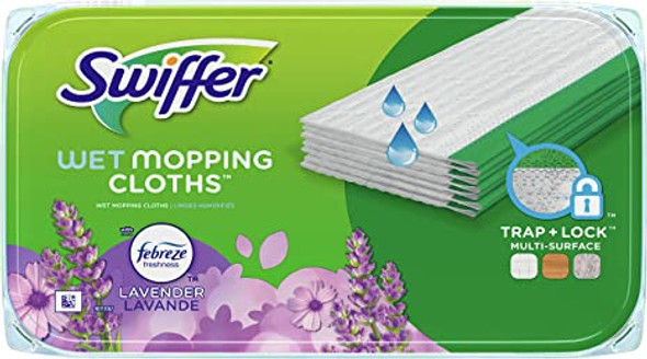 Swiffer Sweeper Wet Refill Mopping Pad for Floor Mop with Febreze Lavender 12 Count